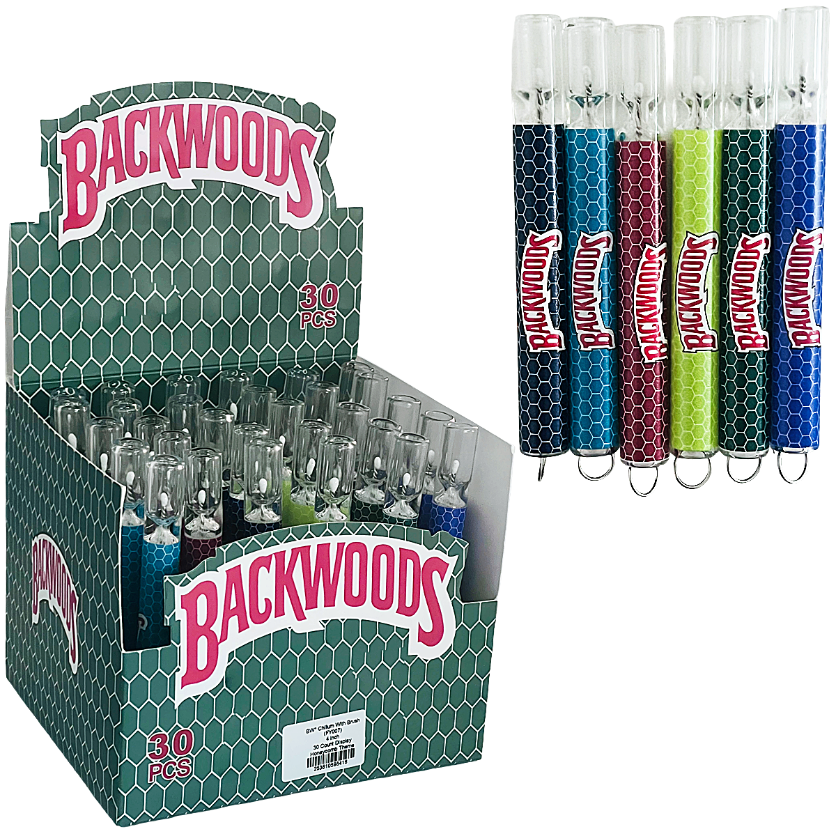 BW* Chillum With Brush (FY007) | 4 inch | 30 Count Display | Honeycomb Theme product image